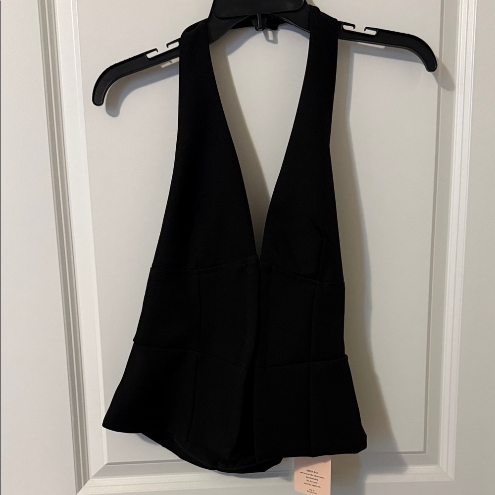 SHEIN Black Halter Peplum Top